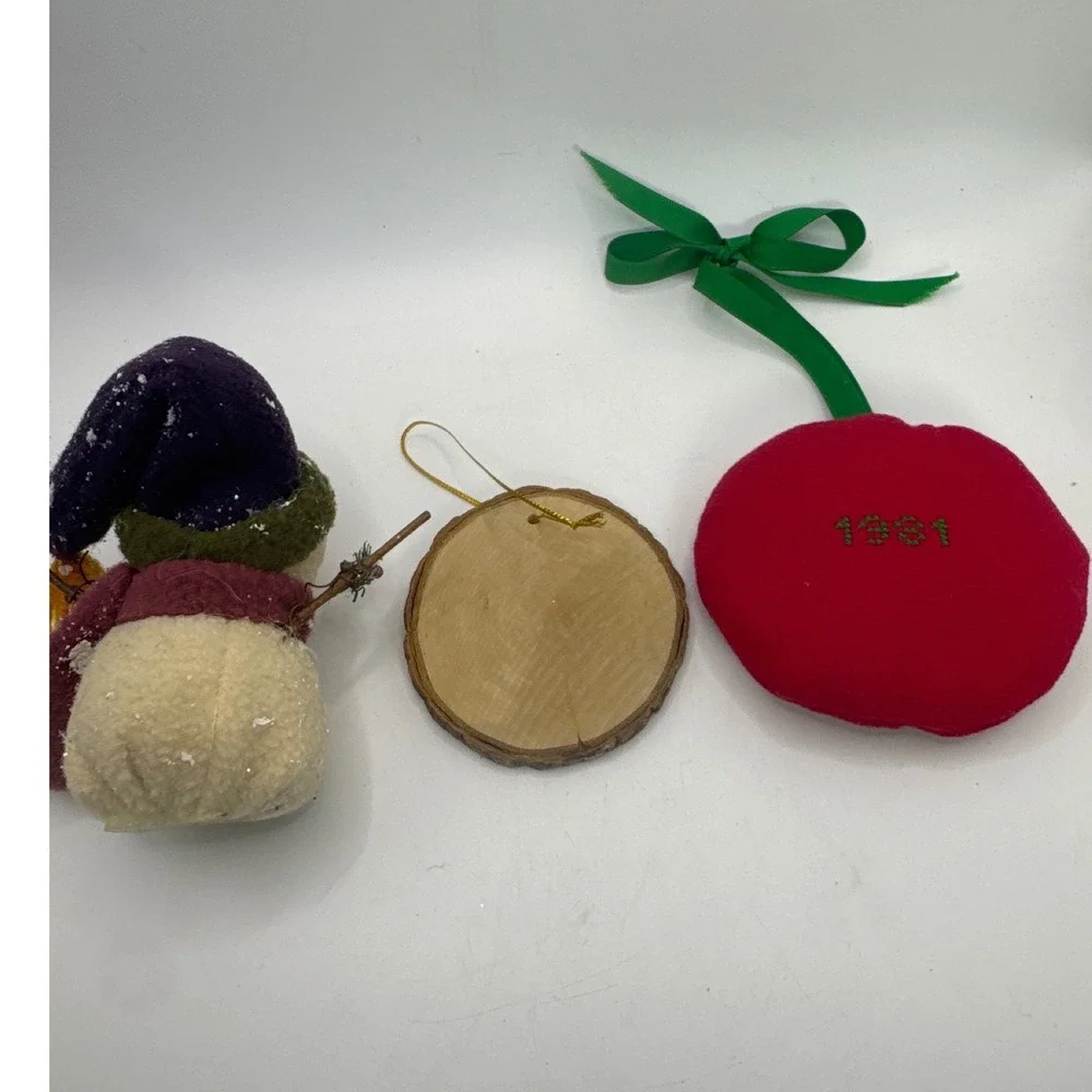 Vintage Christmas Ornament Lot 3pc 1981 Cross Stitch Mouse 2025 Cardinal Snowman
